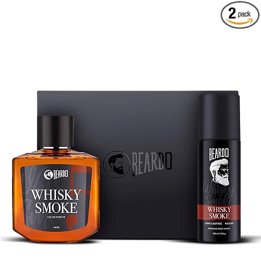 Beardo Whisky Smoke Perfume for Men Giftset |Eau De Parfum 100ml + Body Spray for men 120ml | Spicy, Woody - Oudh | Long Lasting Mens Perfume | Date night fragrance | Rakhi Gift for Brother | Gift for boyfriend | Gift for Men