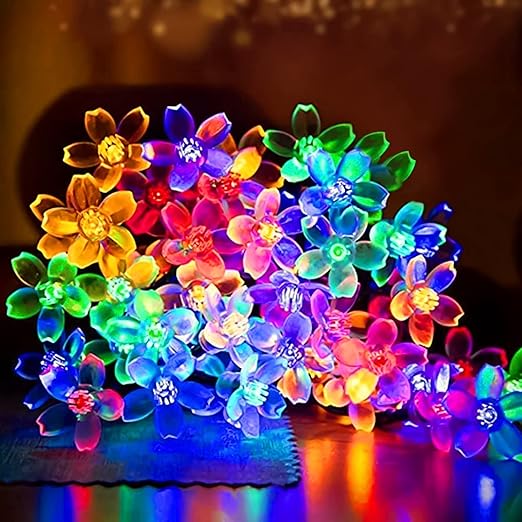 One94Store Silicone Flower String Lights  -  14 LED, 3 Meter Multi-Color  -  Decorative Fairy Lights for Indoor/Outdoor, Garden, Diwali, Christmas, Wedding, Party & Festival Decoration (Pack of 1)
