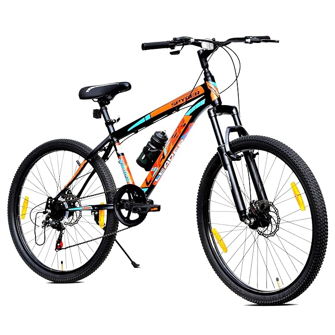 Leader Spyder 27.5T Multispeed (7 Speed) Mountain Bike with Front Suspension & Dual Disc Brake - MATT Black/Orange. Ideal for 12 + Years (Frame: 19 Inches)