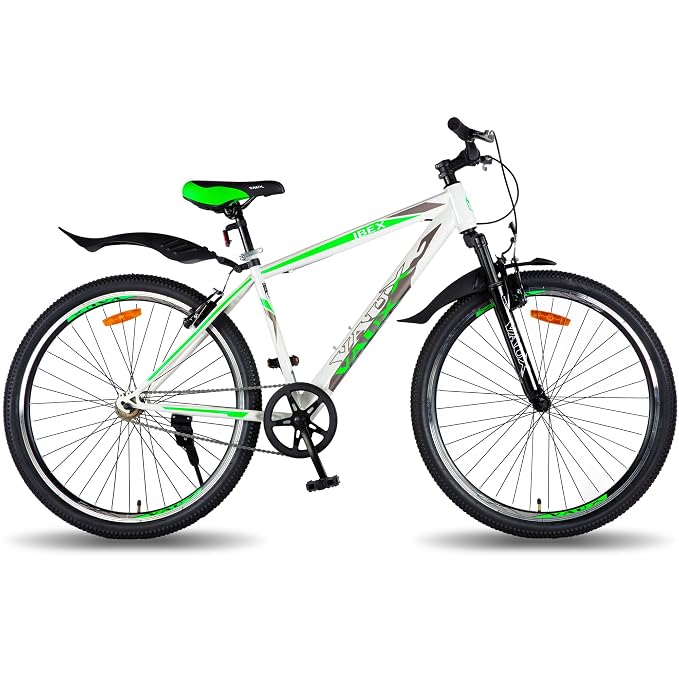 Vaux Ibex 27.5T MTB Cycle for Men with Front Suspension & V-Brakes, Single Speed Mountain Bicycle for Adults with 18" Hi-Ten Steel Frame, Double Alloy Rims & Ralson Tyres (Green)