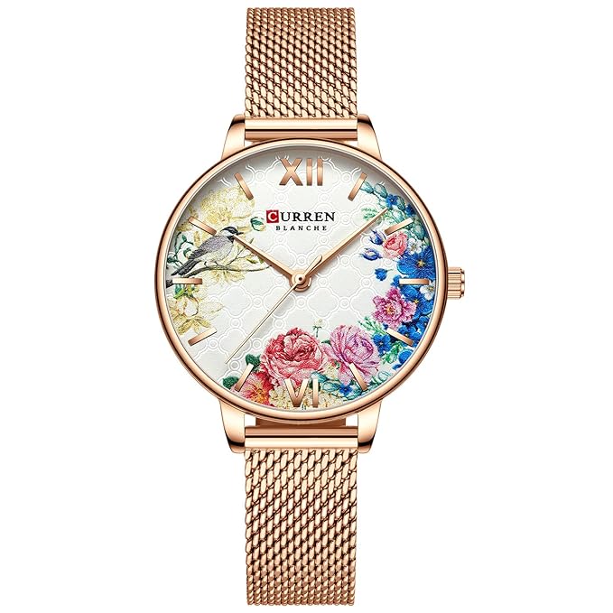 [Apply Coupon] - CURREN Luxury Casual Stainless Steel Watches Japan Movement Waterproof Business Quartz Wristwatches,Silver Blue Color
