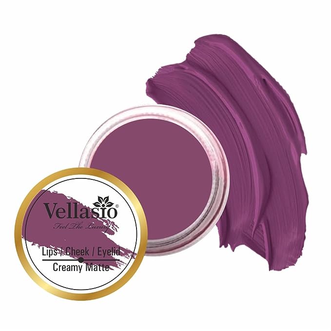 vellasio Vegan Lip and Cheek Tint - Natural Blush Cream in Blue Berry Shade - Multipurpose Lip, Cheek, and Eye Tint for Women.