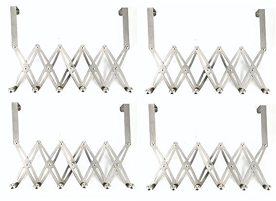 SHOPOFLUX Over The Door Hanger Hooks Organizer for Clothes, Towel, Bathroom, Wardrobe | Adjustable Size 6 Hook (Pack of 4)
