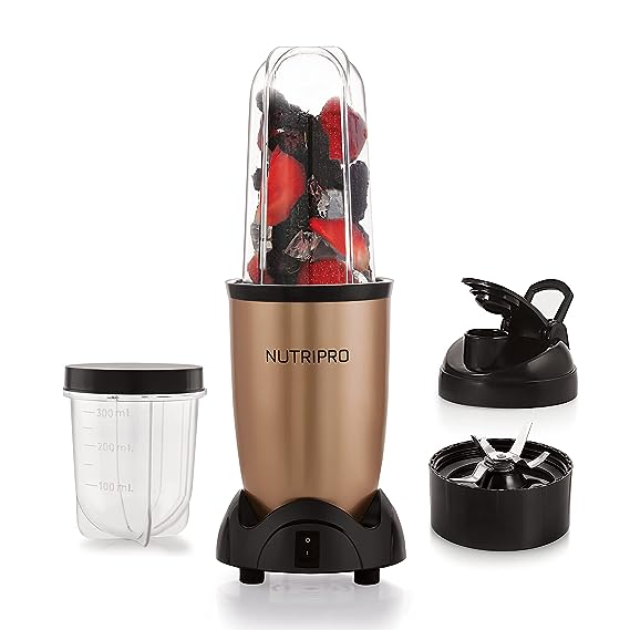 Nutripro Juicer Mixer Grinder Smoothie Maker - 500 Watts (2 Jars & 1 Blade, Gold) - 2 Year Warranty