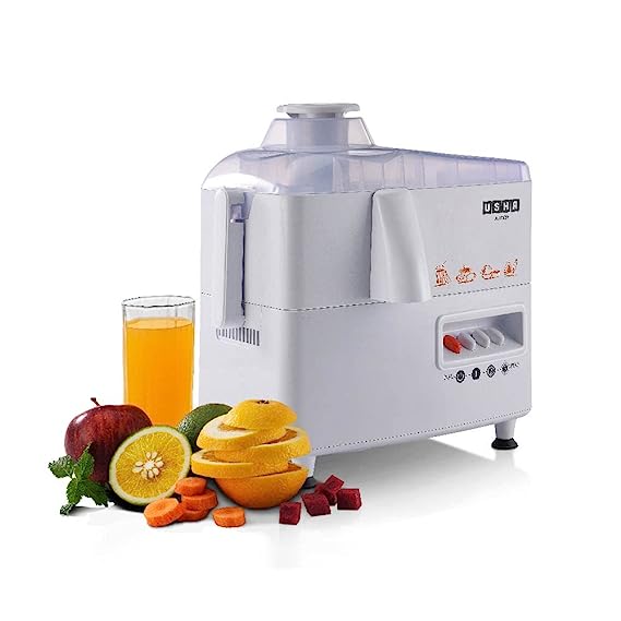 Usha J 3345 450 W Juicer, 5 years Warranty on Motor, 3 speed with pulse function, White