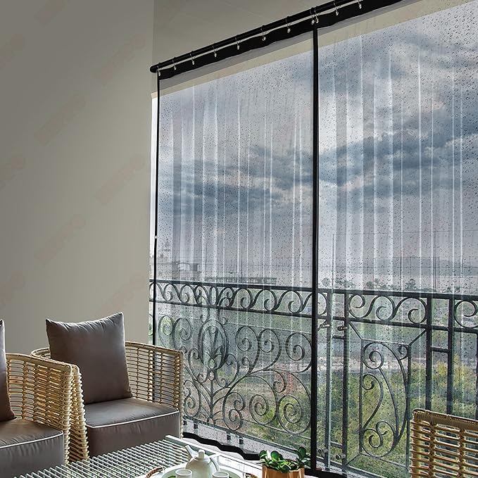 HIPPO Outdoor Transparent PVC Solid Waterproof Curtain for Balcony All Seasons, AC, Rain, Dust & Wind Protection (4.5FTX8FT, Pack of 1)