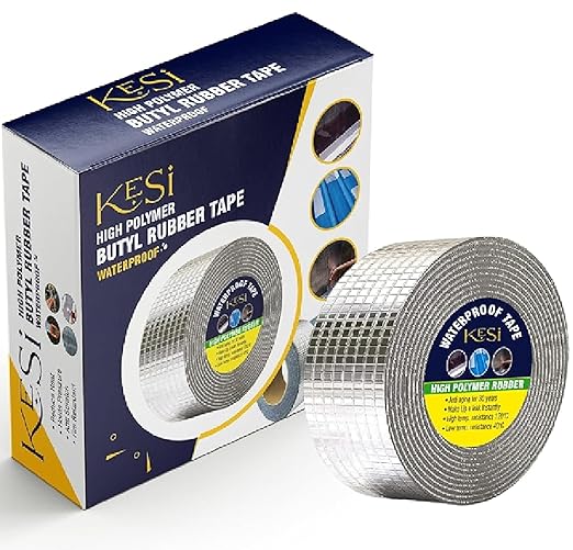 kesi Leakage Repair Waterproof Tape for Roof Leakage Pipe Water Tape Leakage Solution Aluminium Foil Tape Waterproof Adhesive Tape Sealing Butyl Rubber Tape Surface Crack, Pipe Rupture