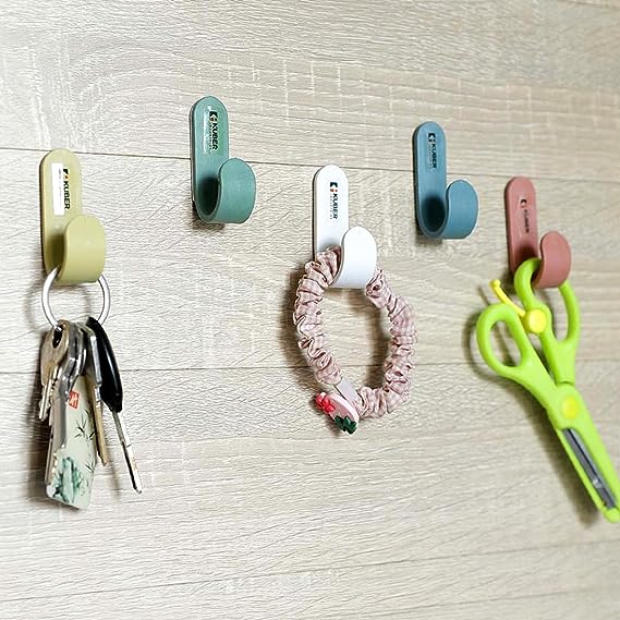 Kuber Industries Sticky Hooks for Wall|Premium PP Build|Durable & Rust-Proof|Self Adhesive Hook for Easy Installation|Multi-Purpose Wall Hooks for Bathroom, Kitchen, Bedroom|Pack of 5|1601|Multicolor