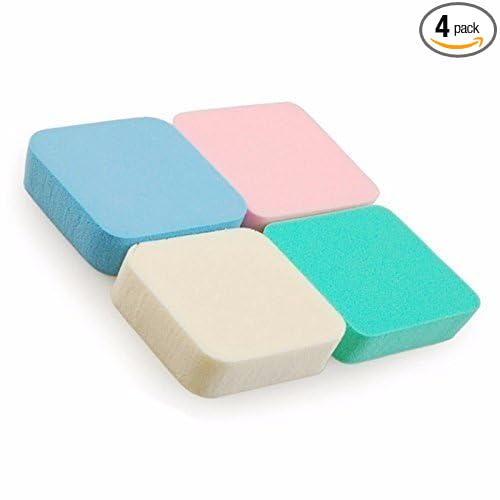 BRONSON PROFESSIONAL | Square shaped makeup sponge |Applicable with Liquid Foundation, Creams, and Powders Latex Free Wet and Dry Makeup (4 pieces)