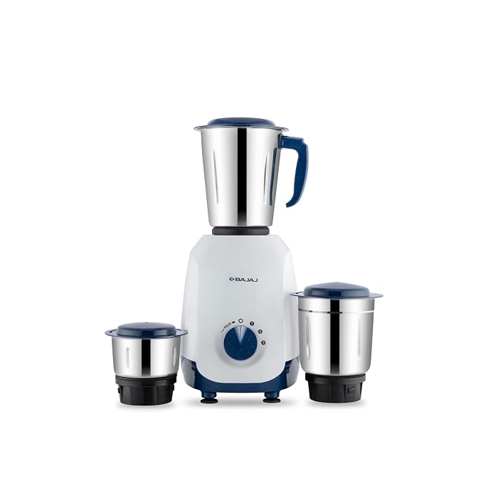 Bajaj Ninja Series Grace 500W Mixer Grinder | Mixie For Kitchen With Duracut® Blades | 2-In-1 Blade Function For Dry & Wet Grinding | 2 Mixie Jars | 5-Yr Motor Warranty Midnight Blue