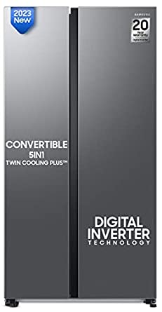 [Apply Coupon] - Samsung 653 L, 3 Star, Frost Free, Double Door, Convertible 5-in-1 Digital Inverter, Side By Side AI Enabled Smart Refrigerator with WiFi (RS76CG8003S9HL, Silver, Refined Inox)