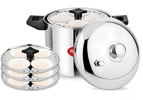 Pigeon Stainless Steel Idly Maker 4 Plates Compatible with Induction and Gas Stove