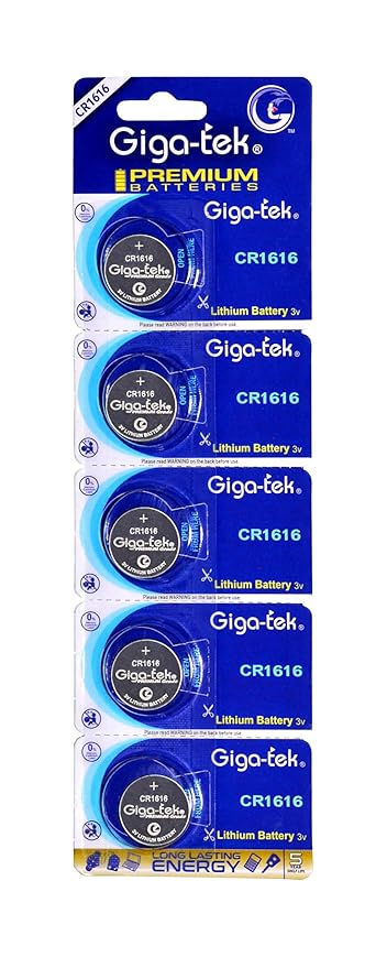 Giga-tek CR1616 Lithium Coin Battery - Pack of 5