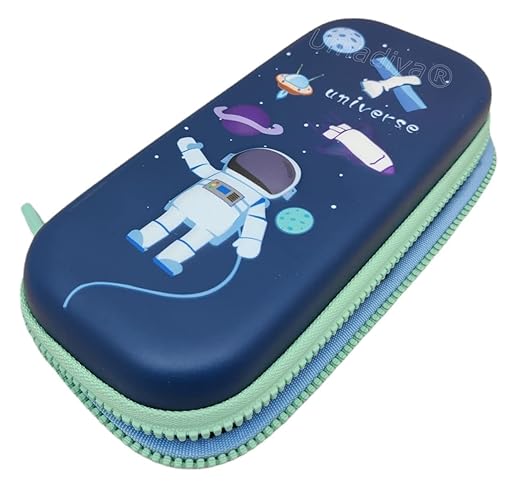 3D Cover Eva Space Astronaut Theme Pencil Case Large Capacity Pencil Pouch Bag Compass School Pouch Organizer For Students Kids Stylish Pen Holder Pouch Stationery Box - Canvas, Multicolor