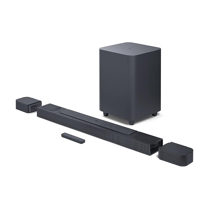 JBL Bar 800 Pro, 7.1 (5.1.2) Channel Truly Wireless Soundbar with True Dolby Atmos® 3D Surround Sound, 10 Down-Firing Wireless Subwoofer, PureVoice, HDMI eARC, Bluetooth, Wi-Fi & Optical Input (720W)