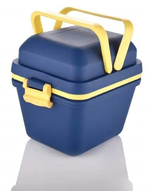 Tosaa Plastic Dieting Airtight Lunch/Tiffin Box Set 3 Compartment Tiffin with Handle&Push Lock for Travelling, School Kids&Office Exclusive,Blue (14 X 12 X 14 Cm),10 ml