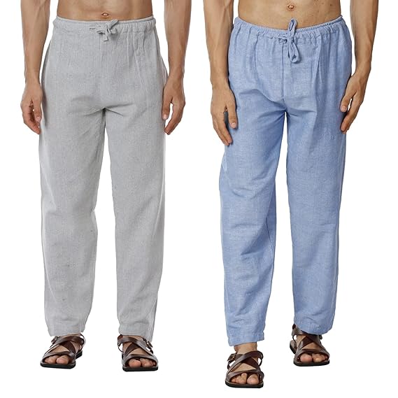 Aatman One Size Men's Eco-Friendly Cotton Pyjama Pack of 2 | Fits Waist Size 28 to 36 Inches