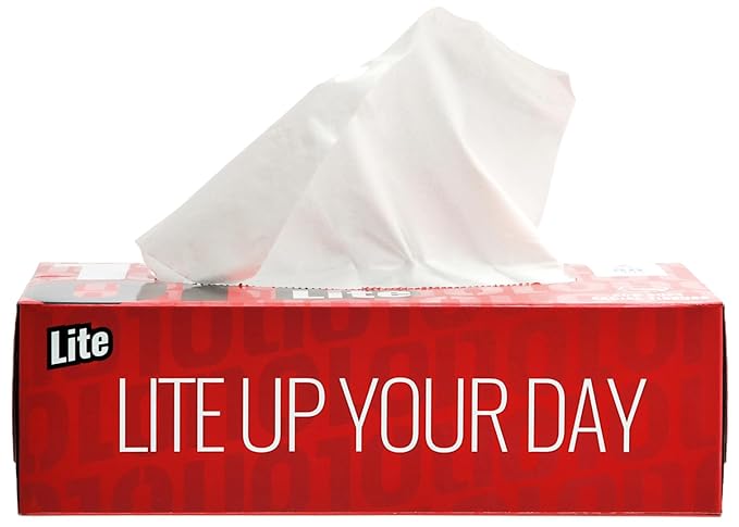 10on Lite Highly Absorbent 2 Ply, 80 Pulls Face Tissue/Napkin Box - Size 18 X 20 cm