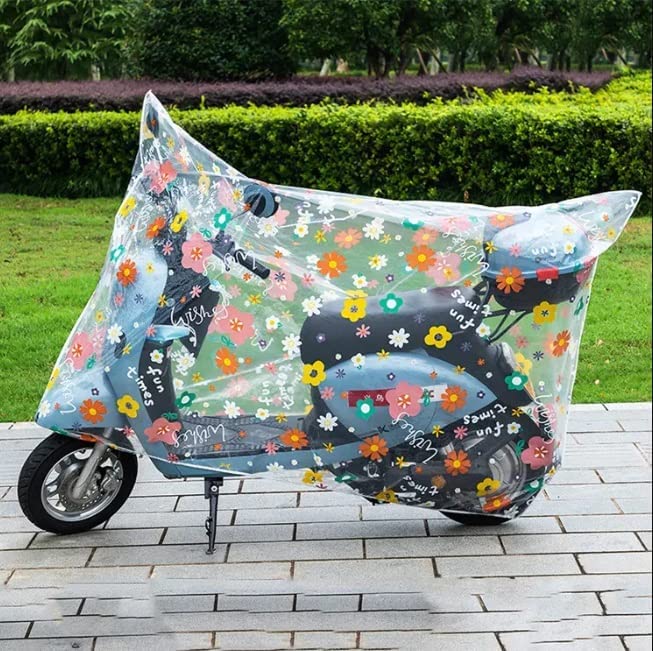ALMURAT Transparent, UV Protection & Water Resistant Dustproof Bike Scooter Body Cover for Two Wheeler Scooter Motor Cycle Printed Scooter Activa Cover (1Pcs)