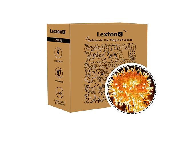 Lexton 36 Feet Long 40 LED Power Pixel Serial String/Fairy Light | Plug Sourced | Suitable for Home & Outdoor Decoration, Diwali, Christmas, Ramadan, Wedding, Party, Festival (Pack of 1, Orange)