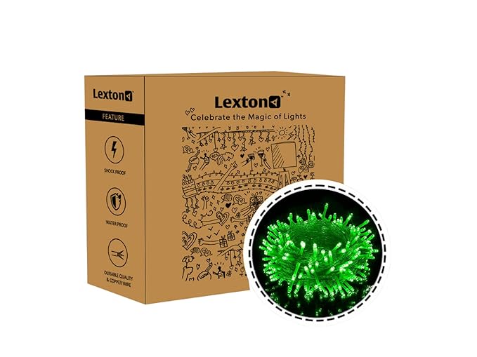 Lexton 40 Feet Long 40 LED Power Pixel Serial String/Fairy Light | Plug Sourced | Suitable for Home & Outdoor Decoration, Diwali, Christmas, Ramadan, Wedding, Party, Festival (Pack of 1, Green)