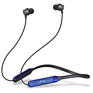 pTron Tangent Duo Bluetooth 5.2 Wireless in Ear Headphones, 13mm Driver, Deep Bass, HD Calls, Fast Charging Type-C Neckband, Dual Pairing, Voice Assistant & IPX4 Water Resistant (Black/Blue)