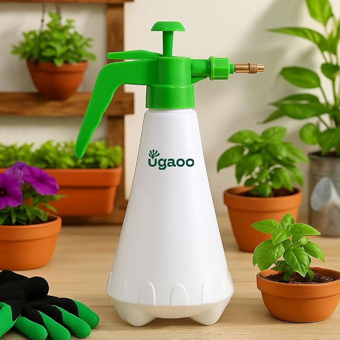 Ugaoo Pressure Spray Pump for Garden | 1L Water Sprayer with Brass Nozzle | Multipurpose Spray Pump for Watering, Fertilizing & Pest Control (Color May Vary)