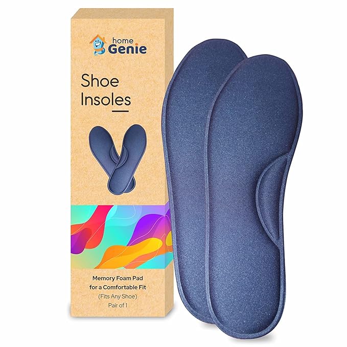 Home Genie Memory Foam Shoes Insole | shoe Insoles for All Shoes | Shoe Insole for heel pain | Super Soft Absorption Pads Comfortable, Soft, Durable, Washable (Size - 6, Pack of 1, Blue)