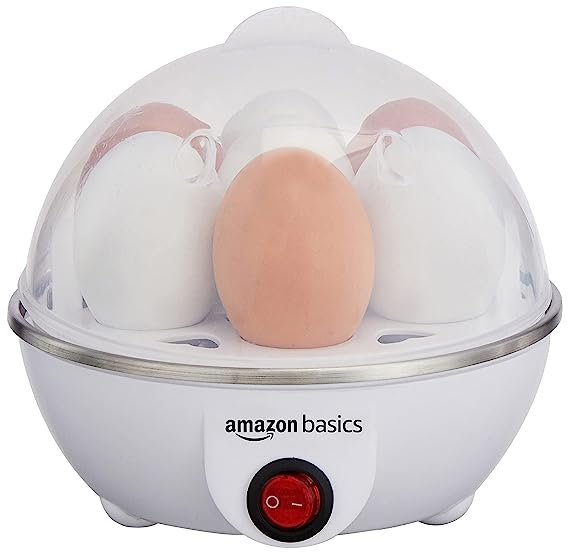 amazon basics Electric Egg Boiler | 3 Boiling Modes | Automatic Operation | Overheat Protection | 75ml | Plastic | White