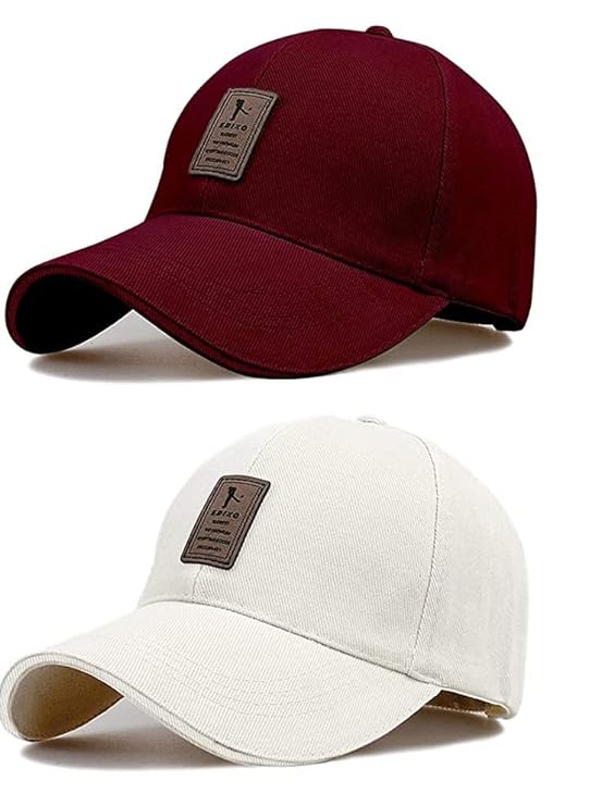 SELLORIA Acrylic - Adjustable Unisex Cap - Quick Drying Sun Hat For Activites Sports Baseball Hat For Men And Women Freesize (Pack Of 2) Multicolour