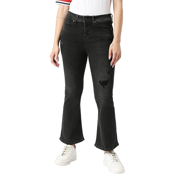 Pepe Jeans Women's High Rise Flare Fit Jeans Black Used