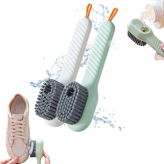 BELLOX 1 PCS Liquid Shoe Cleaning Brush with Soap Dispenser, Shoe Laundry Brush Scrub Brushes for Cleaning, Soft Bristle Cleaning Brushes for Clothes and Shoes, Household Use Bathroom Kitchen