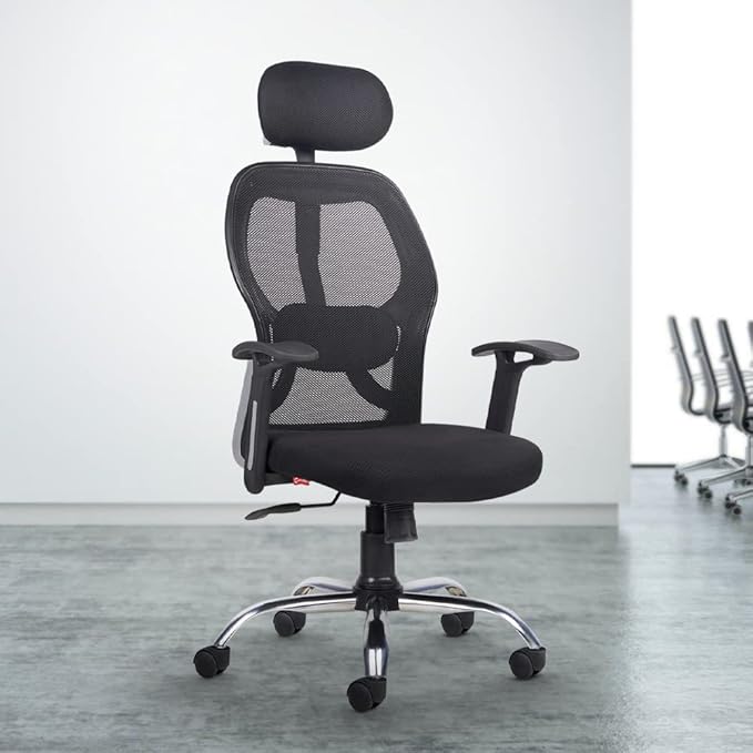 CELLBELL Tauras Lite C100 Mesh High Back Office Chair/Study/Computer/Revolving/Desk Chair for Work from Home Metal Base Seat Height Adjustable Chair with 3 Years of Warranty Black