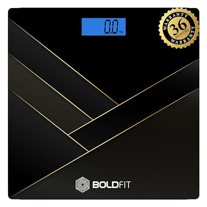 Boldfit Weight Machine for Home Digital Weighing Machine for Human Body with LCD Display Max Weight Capacity 180Kgs (Batteries Not Included)  -  Bathroom Scale for Home