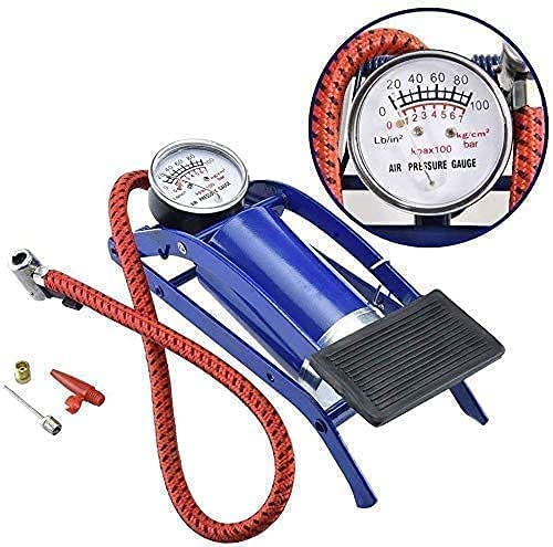 High-Pressure Foot Pump with Air Gauge  -  Portable and Durable for Cars, Bicycles, Balls, and Inflatable Items(Multi Color Pack of 1)