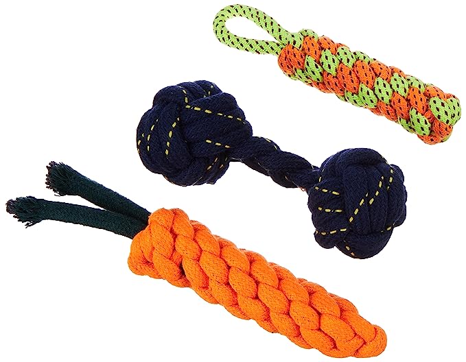 AmazonBasics Durable Rope Chewing Toys for Dogs, Pack of 3