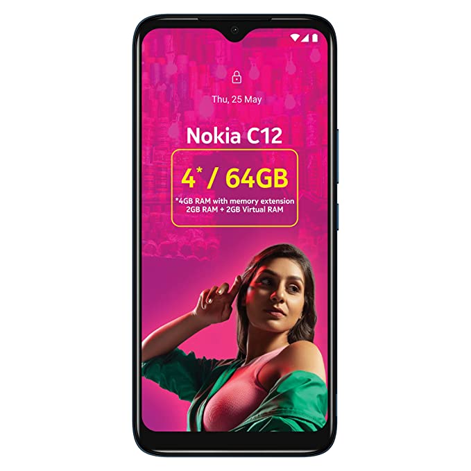 Nokia C12 Android 12 (Go Edition) Smartphone, All-Day Battery, 4GB RAM (2GB RAM + 2GB Virtual RAM) + 64GB Capacity | Light Mint