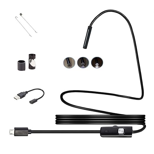 TECHNOVIEW Waterproof Endoscope Mini HD Camera Snake Tube 7 mm Lens USB Inspection 6 LED Borescope Inspection Camera for Type-C & Android & PC USB Endoscope