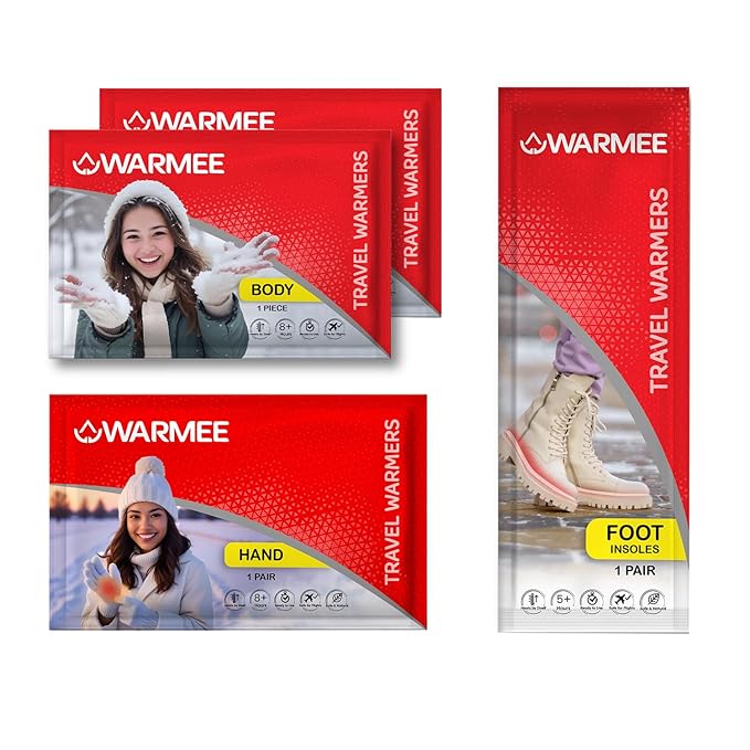 WARMEE COMBO PACK ||2 Pieces Body+1 Pair Hand +1 Pair Foot | Travel Warmers || Winter Holidays|| Instant Heat generating warmers || Activates by Air|| Body, Hand and Foot Warmers|| Safe and Natural for Camping, Trekking, Outdoors