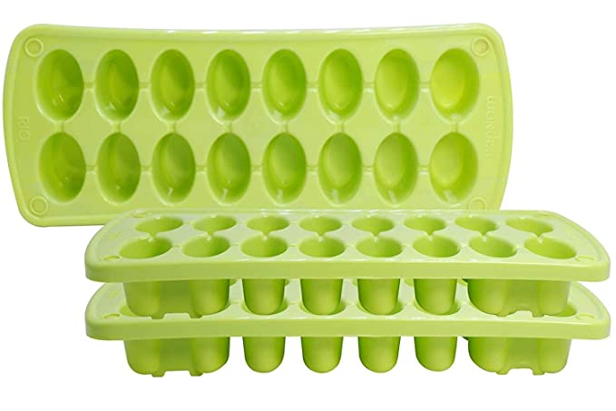 Black Olive Flexible Plastic Ice Cube Tray- Cube Plastic Ice Cube Moulds & Tray with Flexible Ice Trays, Stackable Flexible & Twist Release Safe Ice Cube Molde (16 Cavity)