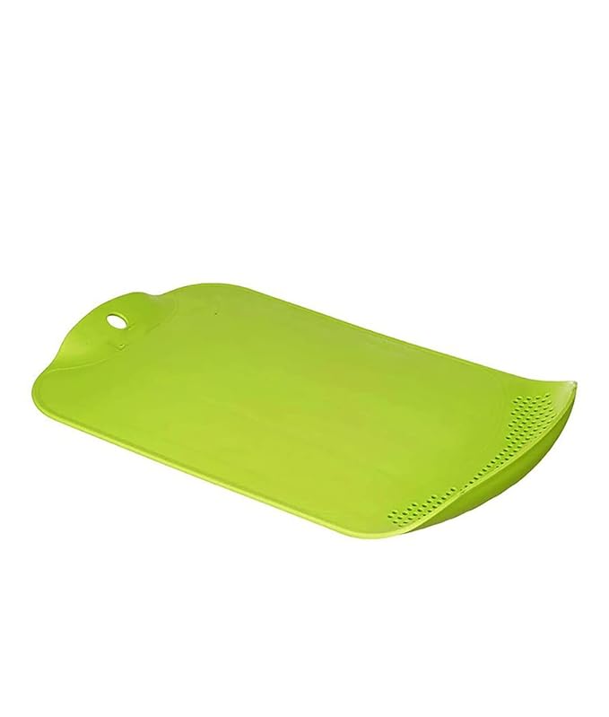 HOMETALES Plastic Chopping Board & Strainer, Light Green (1U)
