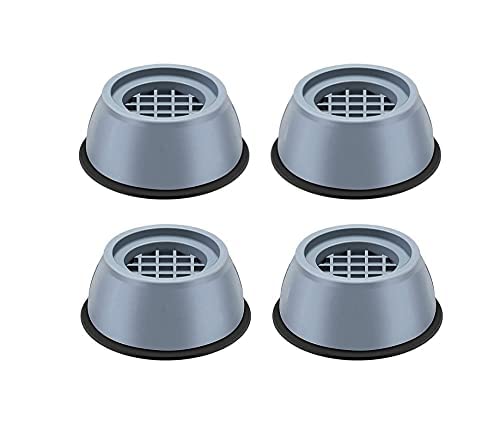 Amiraj Washer Dryer Anti Vibration Pads, Refrigerator Stand, Washing Machine Stand, Fridge Stand & Furniture Base Stand (Pack of 4) (Round Grey) &
