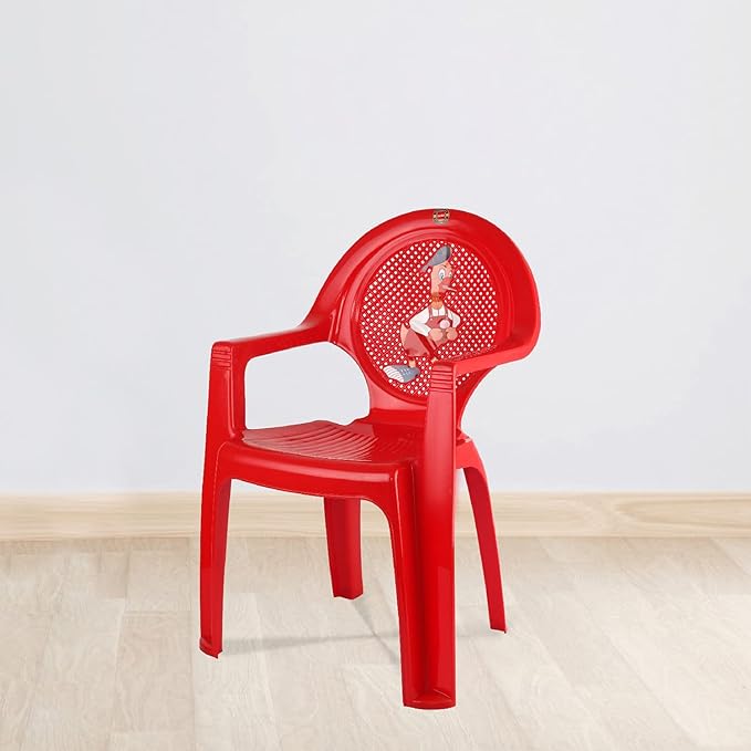 Cello New Tulip Comfortable Kids Chair with Backrest for Study Chair|Play|Dining Room|Bedroom|Kids Room|Living Room|Indoor-Outdoor|Dust Free|100% Polypropylene Stackable Chairs, Red