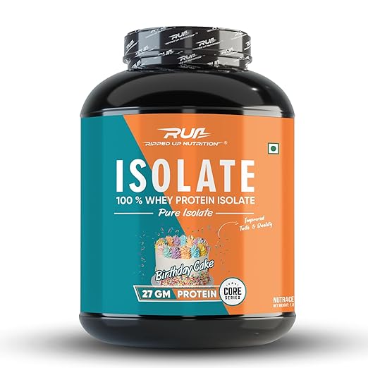 Ripped Up Nutrition 100% Pure Whey Protein Isolate | 27g Fast-Absorbing Protein/Scoop | Low Carb & Fat for Lean Muscle Growth | No Fillers or Maltodextrin | GMP Certified (Birthday Cake, 1.8kg (4lbs))