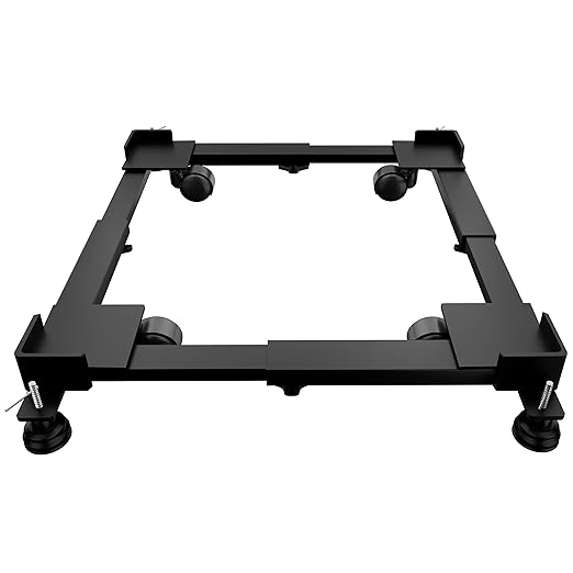 Lifelong Universal & Adjustable Metal Washing Machine Stand (5 KG to 12 KG) | Trolley with Wheels | Single/Double Door Fridge Stand, Air Cooler Stand | 170 KG Capacity, 4 Anti Vibration Pads | Black