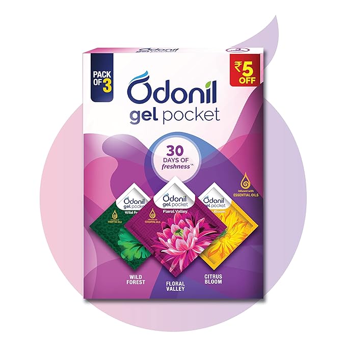 Odonil Gel Pocket Mix - 30g (Assorted pack of 3 new fragrances)