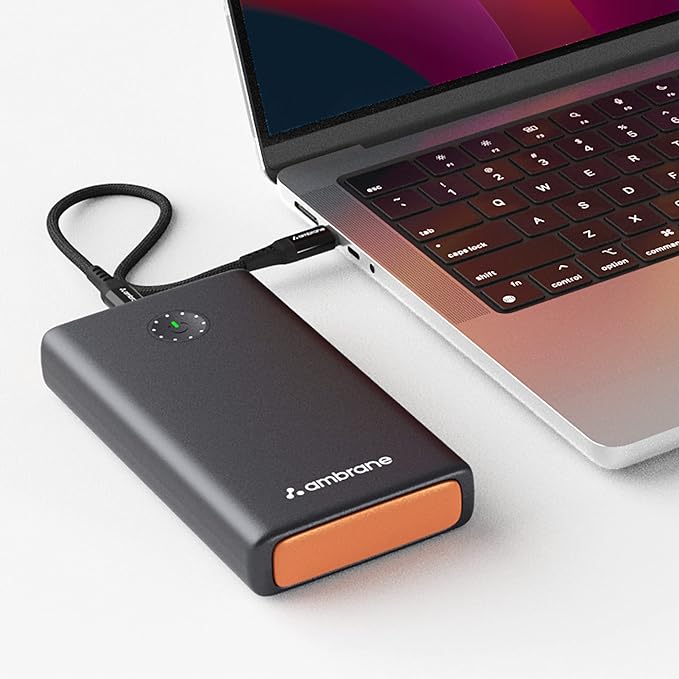 Ambrane 100W Fast Charging Powerbank for MacBook, Type C Laptop & Mobile Charging, 25,000mAh Battery, Triple Output, Power Delivery & Quick Charge (Powerlit Ultra, Black)