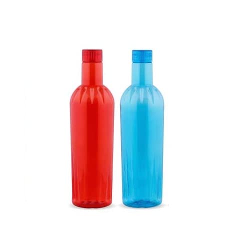Attro Crown Plastic Unbreakable Fridge Water Bottle for Office, Sports, School, Travelling, Gym, Yoga-BPA And Leak Free, Assorted 1000 ml - Set of 2