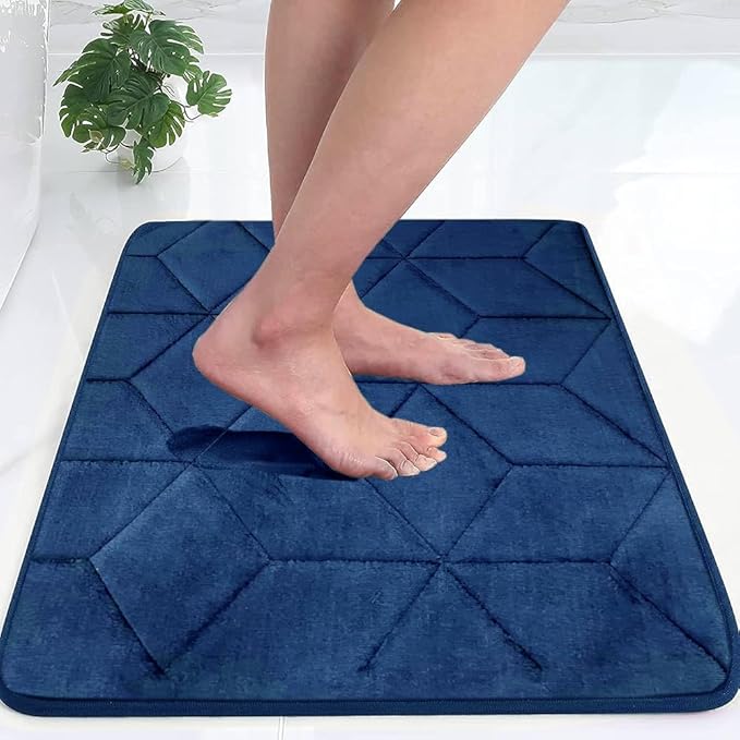 Status Contract Memory Foam Bath Mat Rug Bathroom Rugs Bath Rug 16" x 24" Blue Rectangular