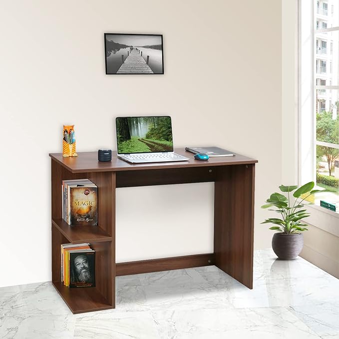DELITE KOM Valor Study Table Engineered Wood Study Table (Free Standing, Finish Color - Acacia Dark, Knock Down) (50.4x100.4x75)